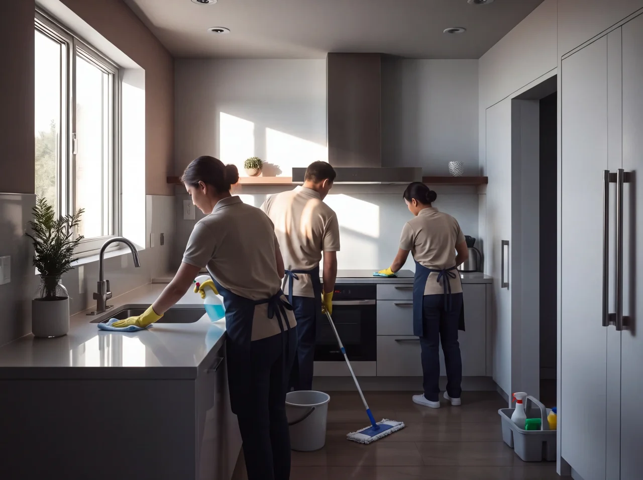 Spotless modern kitchen prepared for a showing